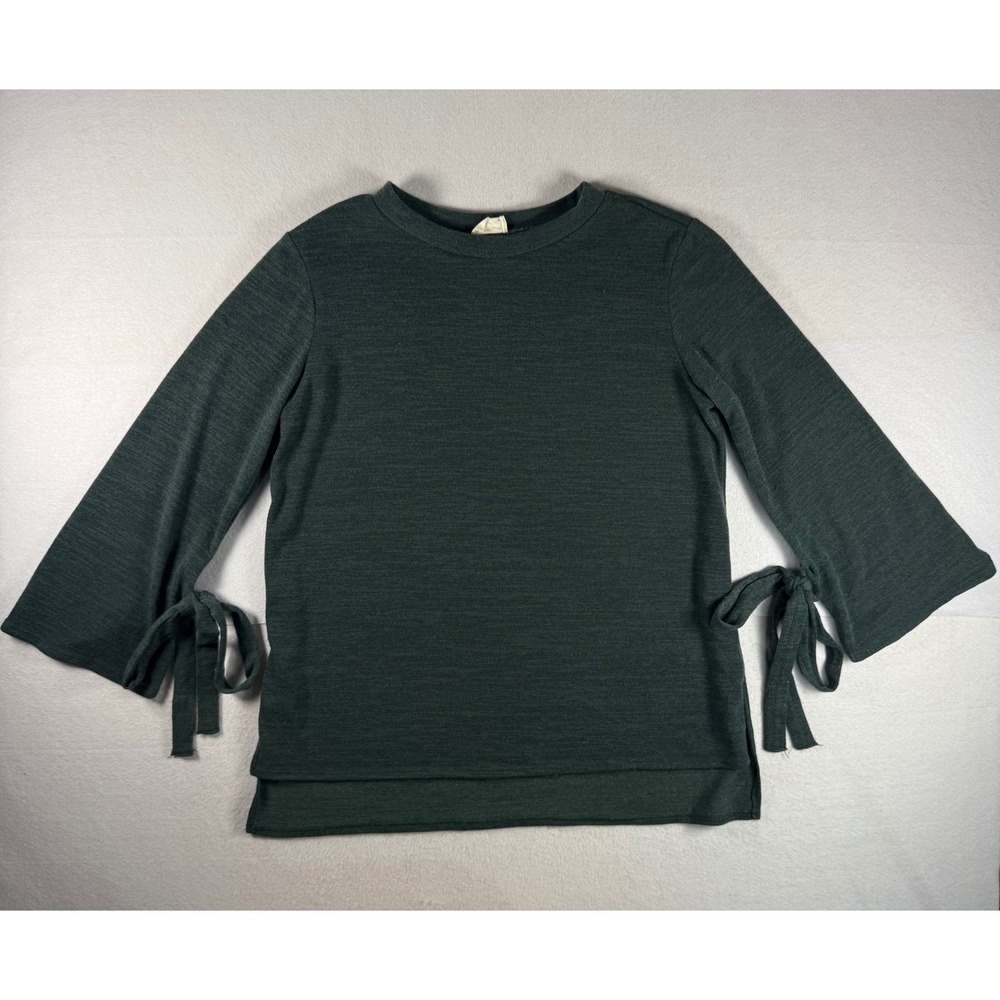 143 Story by Line Up Green Tie Sleeve Knit Top Crew Neck L TK6483A-IM